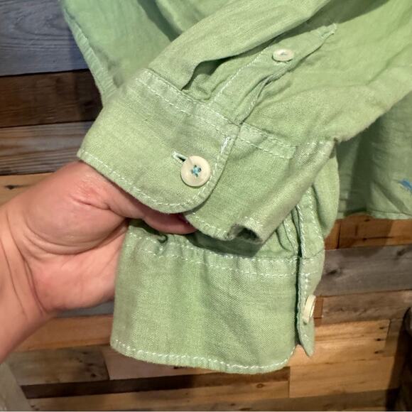Tommy Bahama Mens Sea Glass Breezer Linen Shirt Lime Grass Green Size XXL Beachy - Picture 6 of 13